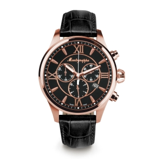 Fortuna Chronograph 42 mm Watch Rose Gold Black MONTEGRAPPA - 1