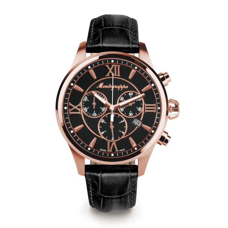 Fortuna Chronograph 42 mm Watch Rose Gold Black MONTEGRAPPA - 1
