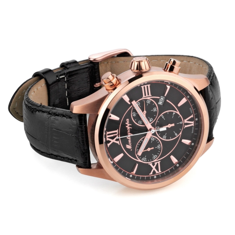Fortuna Chronograph 42 mm Watch Rose Gold Black MONTEGRAPPA - 2