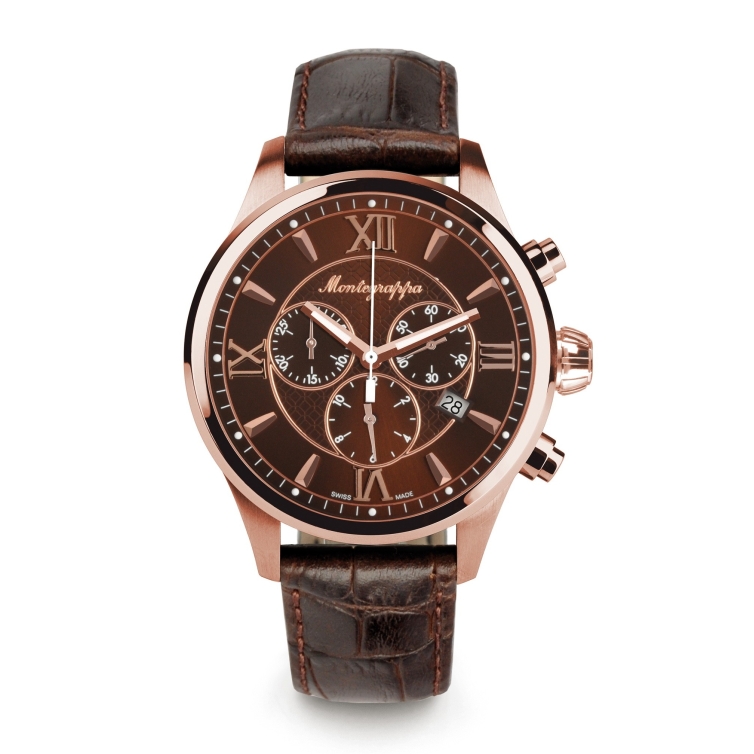 Fortuna Chronograph 42 mm Hodinky ružové zlato hnedá MONTEGRAPPA - 1