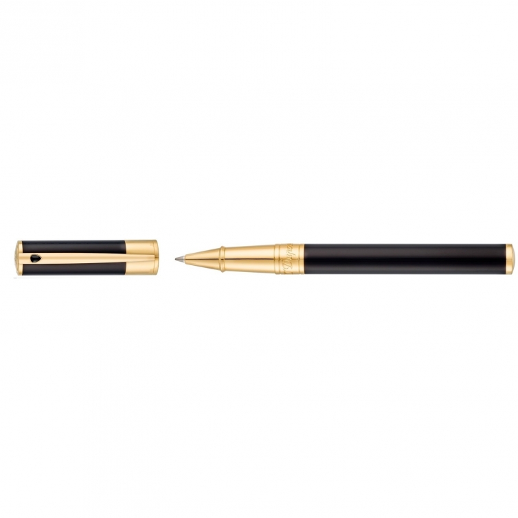 D-Initial Black and Gold Rollerball Pen S.T. DUPONT - 1