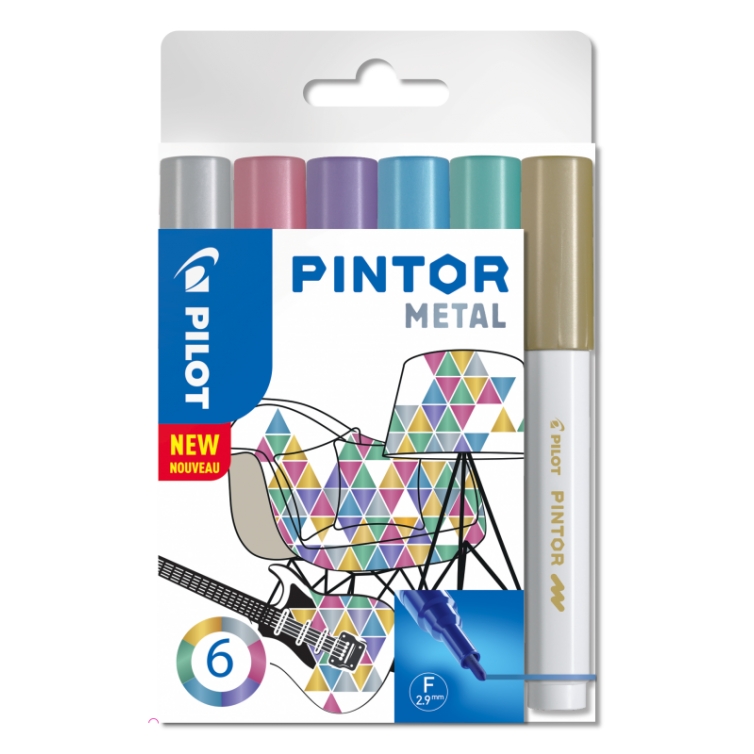 Pintor dekoratívny popisovač set Metal 6 ks 2,9 mm PILOT - 1