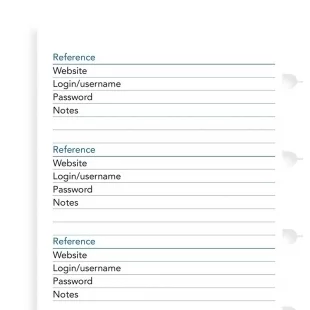 Password Paper Refill A5 Notebook FILOFAX - 1