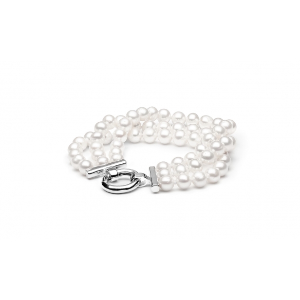 Three-row pearl bracelet white GAURA - 1