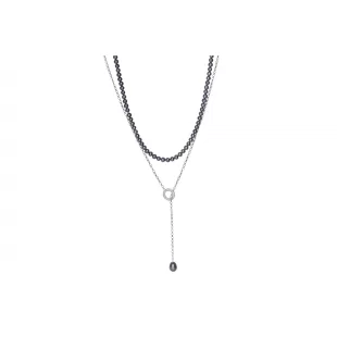 Pearl necklace with chain black GAURA - 1