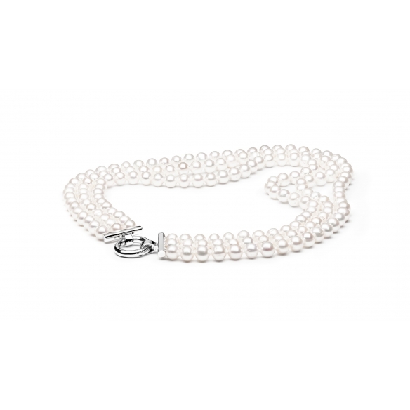 Dreireihige Perlenkette weiß GAURA - 1
