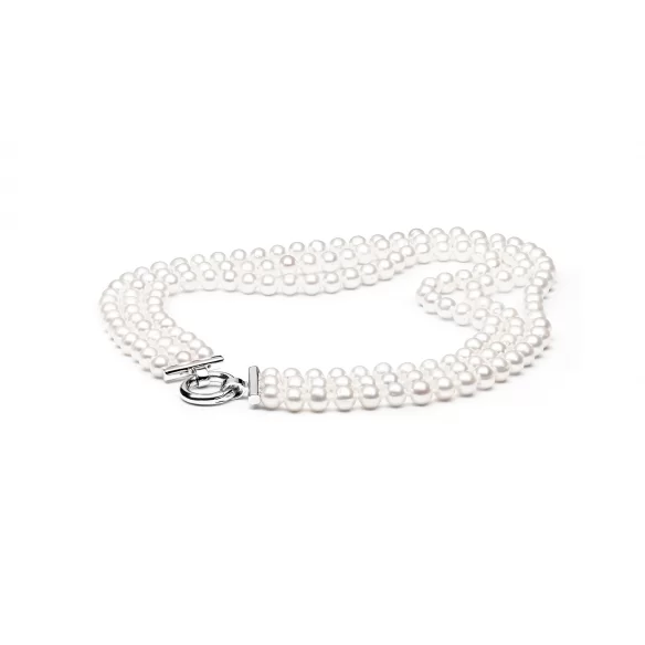 Three-row pearl necklace white GAURA - 1