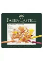 A set of 24 pieces of high-quality wooden art pencils in a durable tin box. 