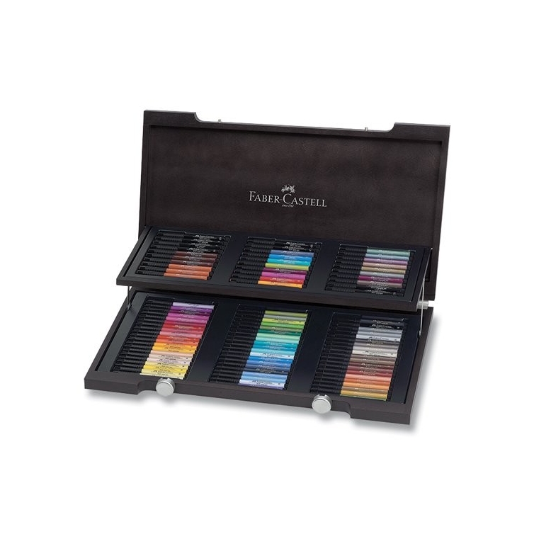 Pitt Artist Pen Popisovače v drevenej kazete 90 ks FABER-CASTELL - 1