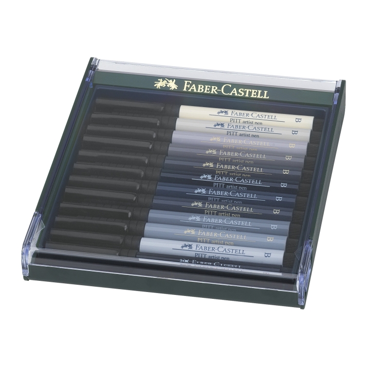Pitt Artist Pen Brush Marker 12 pcs shades of gray FABER-CASTELL - 1