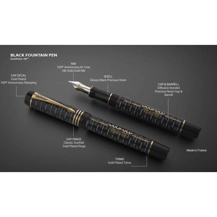 Duofold 100th Le Black GT Fountain pen black PARKER - 5