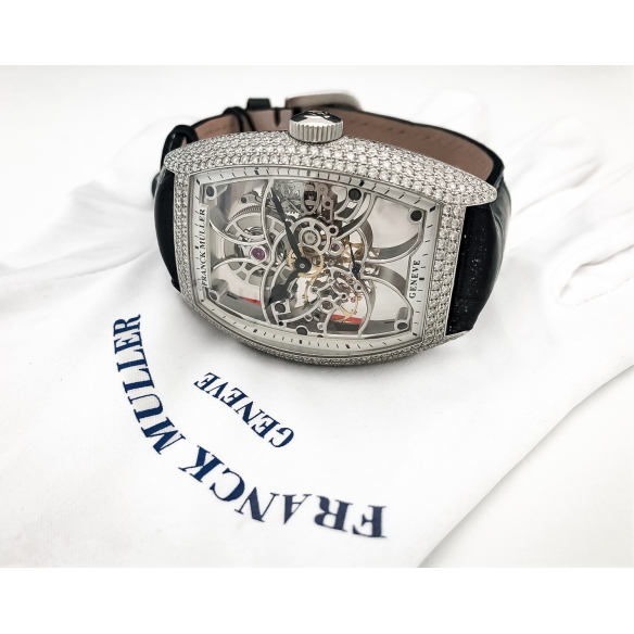 Cintrée Curvex Skeleton White Gold Diamonds hodinky 8880 B S6 SQT D OG FRANCK MULLER - 2