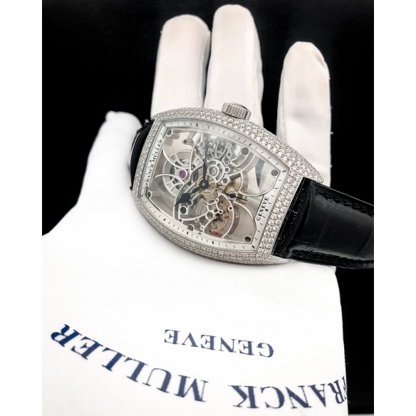 Cintrée Curvex Skeleton White Gold Diamonds hodinky 8880 B S6 SQT D OG FRANCK MULLER - 8