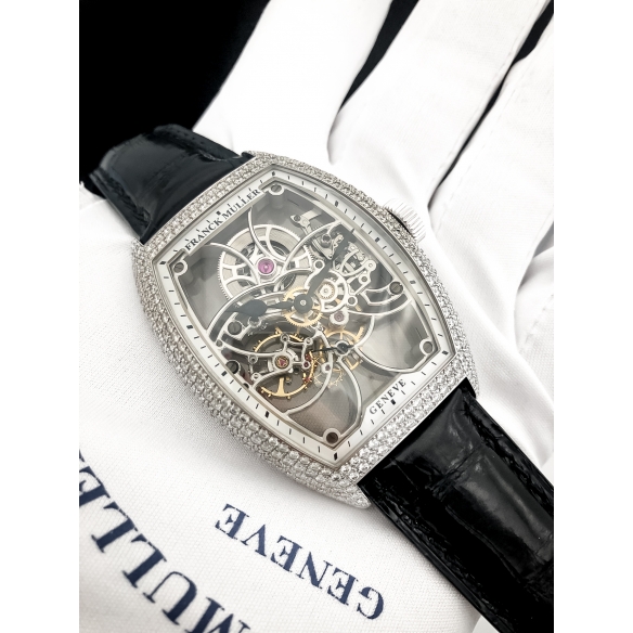 Cintrée Curvex Skeleton White Gold Diamonds hodinky 8880 B S6 SQT D OG FRANCK MULLER - 9