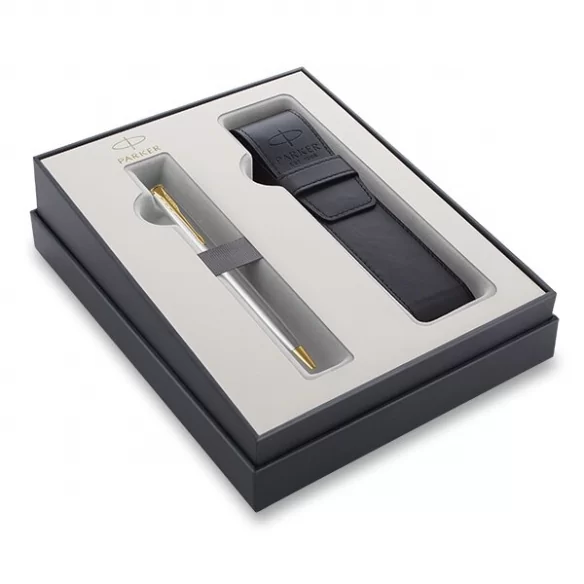 Gift Set Sonnet Stainless Steel GT Ballpoint pen with Pen Case PARKER - 1