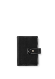 Malden mini organiser in black is the pinnacle of casual luxury, with its captivating vintage design and contrasting stitching on soft buffalo leather. With a metal belt, special gift box and practical card pockets, this organiser is not only stylish but also versatile. The cream calendar, address book and leather pen loop are just the icing on the cake of this luxurious product.