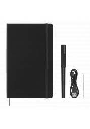 Moleskine Smart Writing jegyzetfüzet és tollkészlet ajándékdobozban. A készlet tartalmaz egy tartalék újratöltőt és egy mágneses töltőt is.
