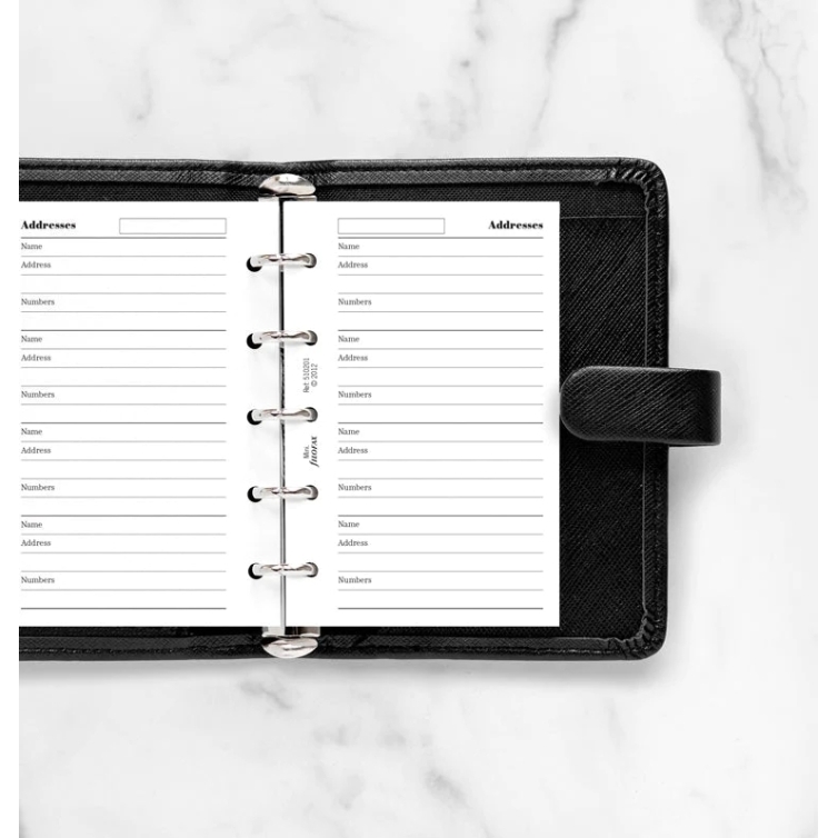 Refill Name, Address And Telephone Number Mini white FILOFAX - 1