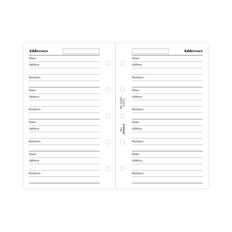 Refill Name, Address And Telephone Number Mini white FILOFAX - 4