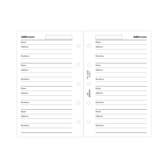 Refill Name, Address And Telephone Number Mini white FILOFAX - 4