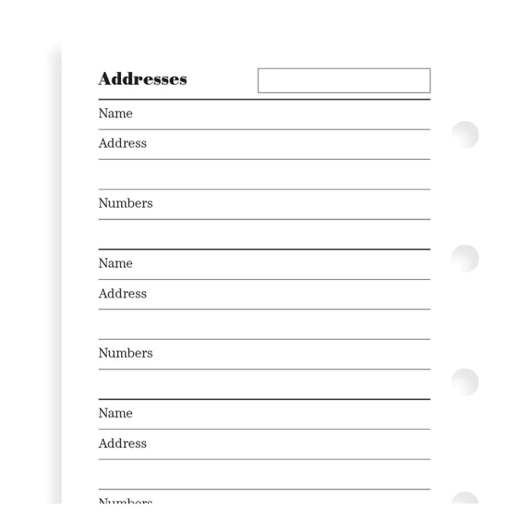 Refill Name, Address And Telephone Number Mini white FILOFAX - 3