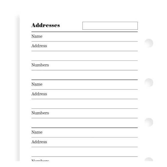 Refill Name, Address And Telephone Number Mini white FILOFAX - 3
