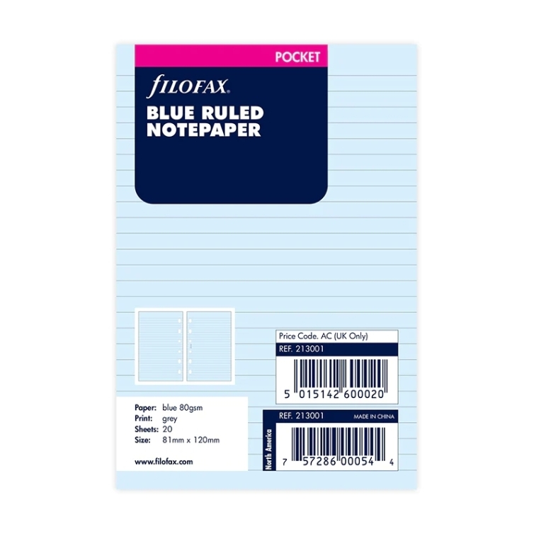 Náplň linajkový papier vreckový modrý FILOFAX - 4