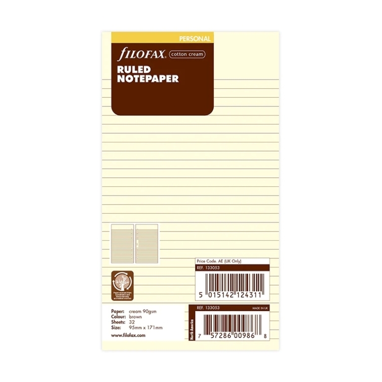 Ruled Notepaper Personal Refill cotton cream FILOFAX - 5