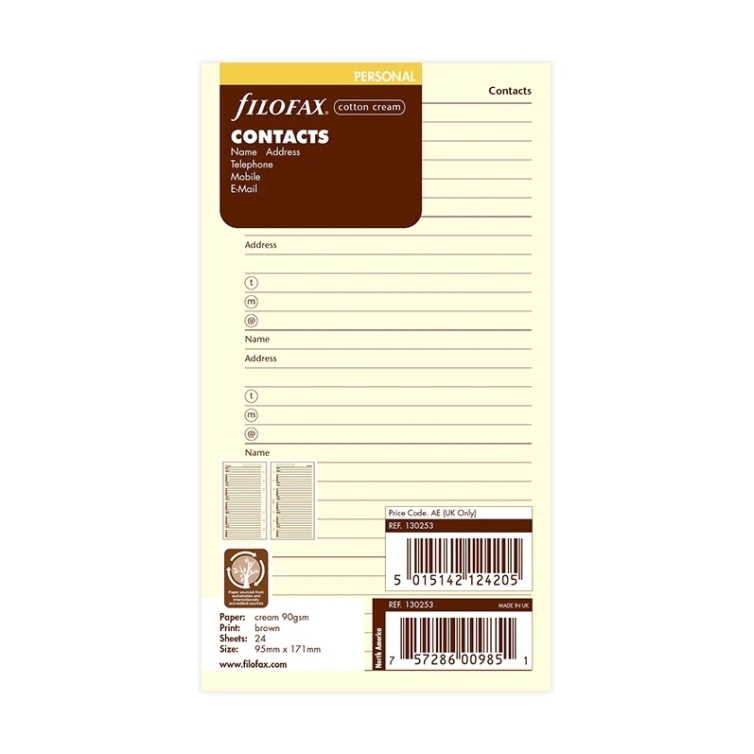 Contacts Personal Refill cotton cream FILOFAX - 5
