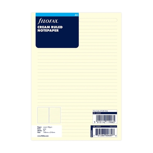 Bloc-notes ligné A5 Recharge coton crème FILOFAX - 5