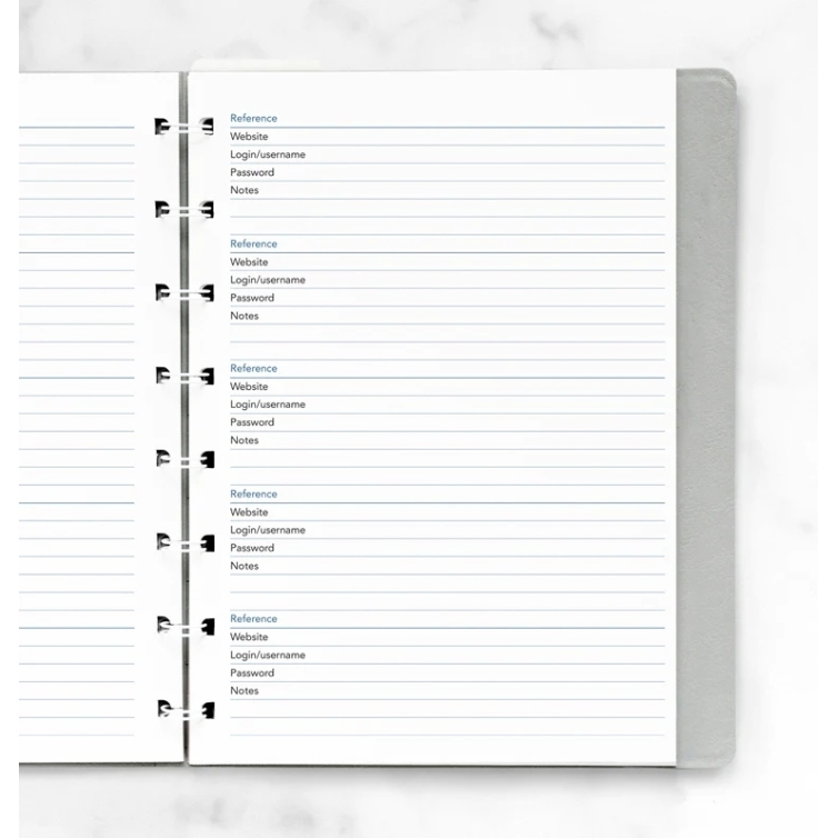 Password Paper Refill A5 Notebook FILOFAX - 1