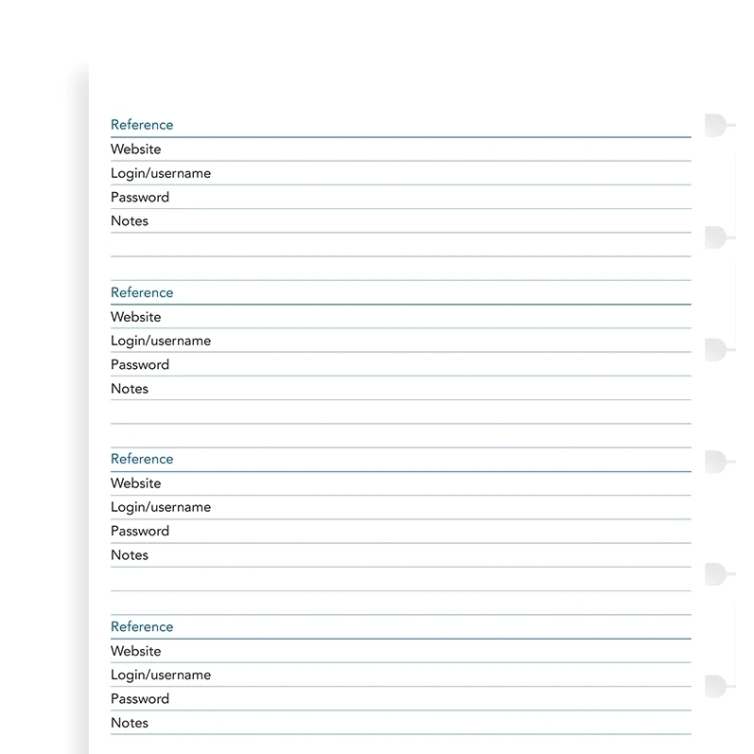 Zoznam hesiel pre A5 notebook FILOFAX - 4