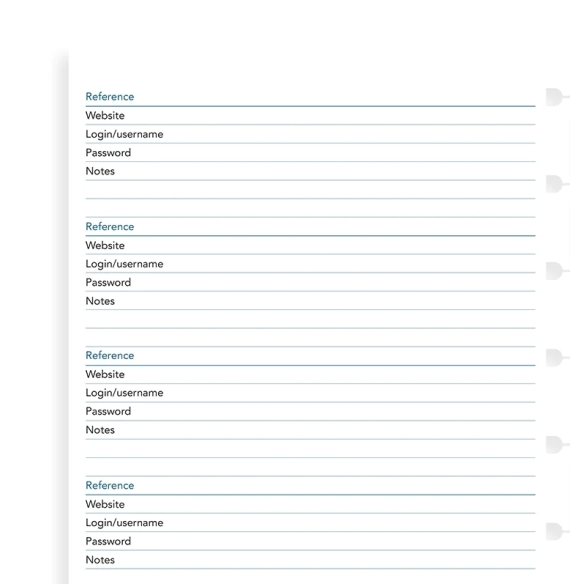 Zoznam hesiel pre A5 notebook FILOFAX - 4