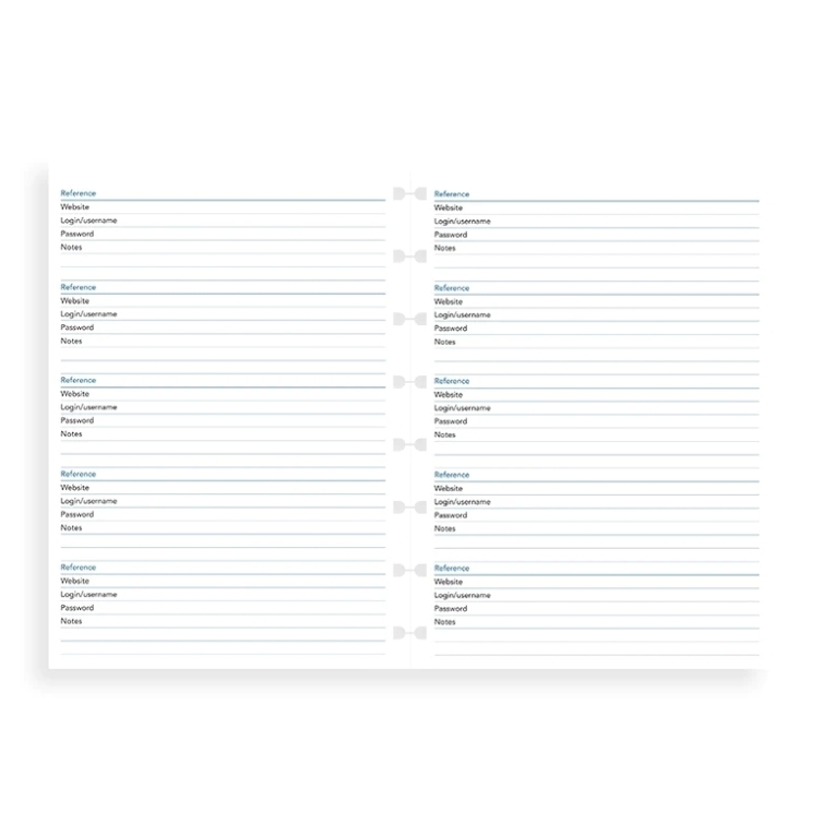Password Paper Refill A5 Notebook FILOFAX - 5