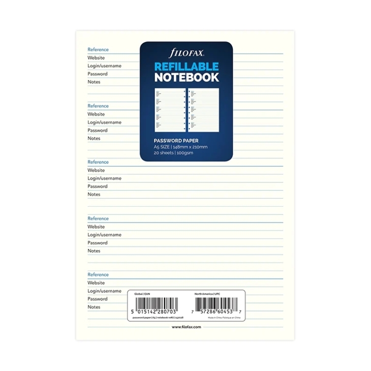 Zoznam hesiel pre A5 notebook FILOFAX - 6