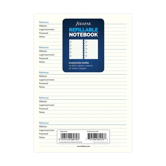 Zoznam hesiel pre A5 notebook FILOFAX - 6