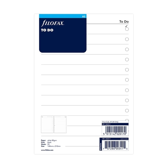 Organiser A5 Checklists Refill FILOFAX - 5