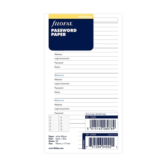 Jelszó papír személyi utántöltő FILOFAX - 5
