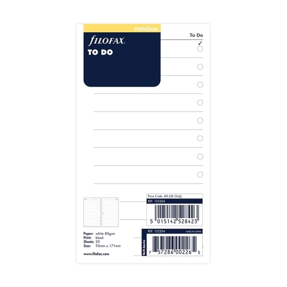 Personal Organiser Checklists Refill FILOFAX - 5
