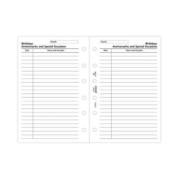 Narodeniny, Výročie Náplň pre Vreckové diáre FILOFAX - 3