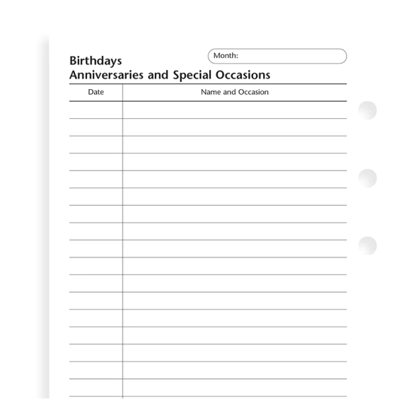 Birthdays, Anniversaries Pocket Refill FILOFAX - 4
