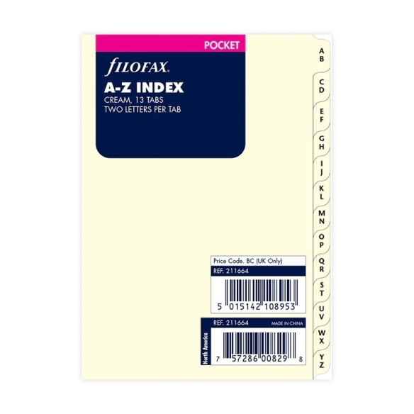 Krémové Rozraďovače A-Z Náplň pre Vreckové diáre FILOFAX - 5