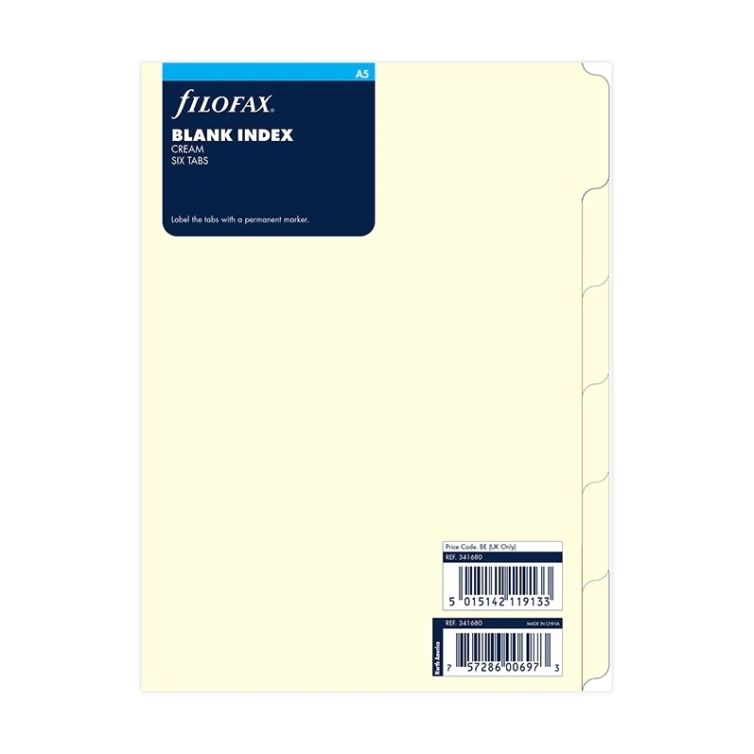 Krémové Rozraďovače prázdne pre A5 diáre FILOFAX - 6