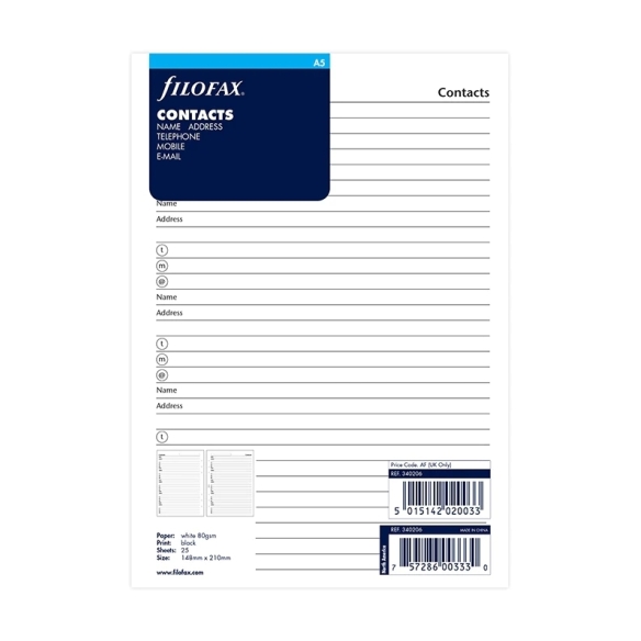 Contacts Value Pack A5 Refill FILOFAX - 5