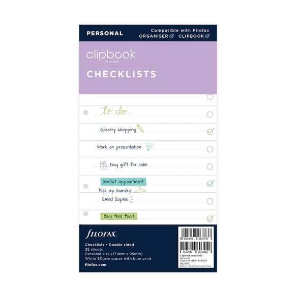 Clipbook Personal Checklists Refill FILOFAX - 4