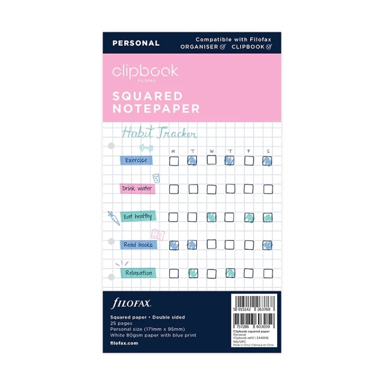 Štvorčekované papiere, náhradná náplň Clipbook osobný FILOFAX - 4