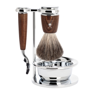 Rytmo Shaving Set Steamed Ash Pure Badger Mach3 MÜHLE - 1