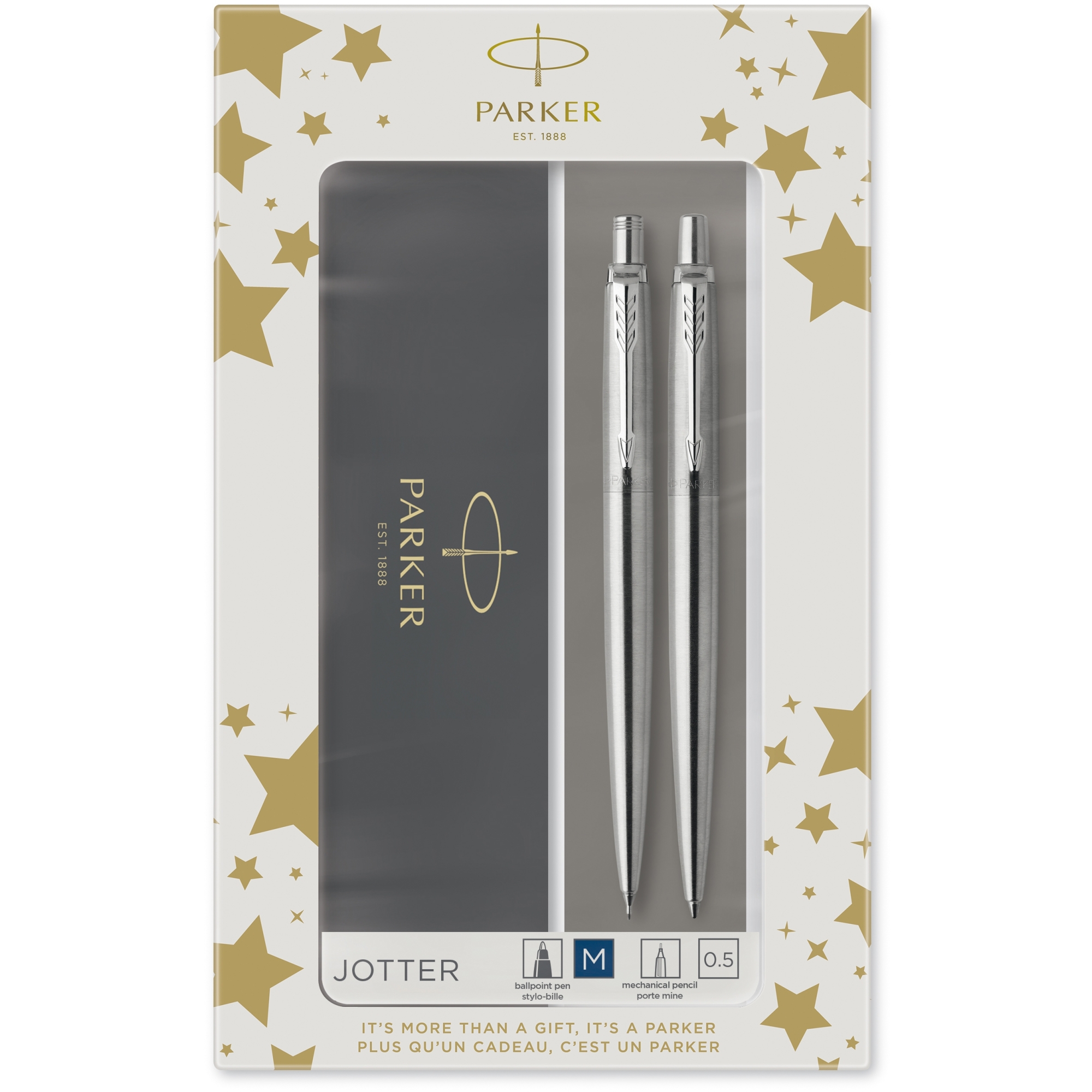 Parker - Jotter Ct Ballpoint Pen And Mechanical Pencil Stainless Steel Gift Set