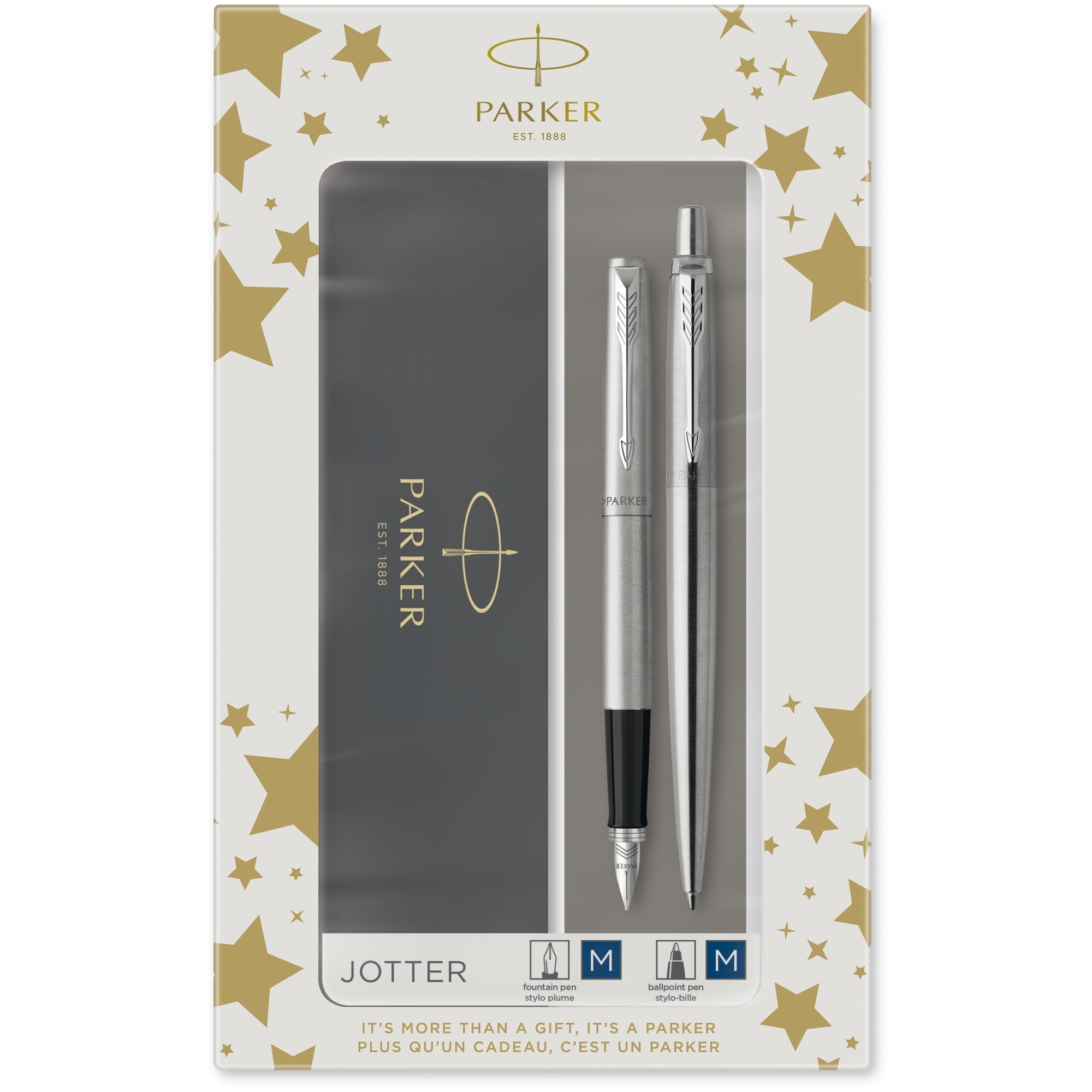 Parker - Jotter Ct Fountain And Ballpoint Pen Gift Set Stainless Steel