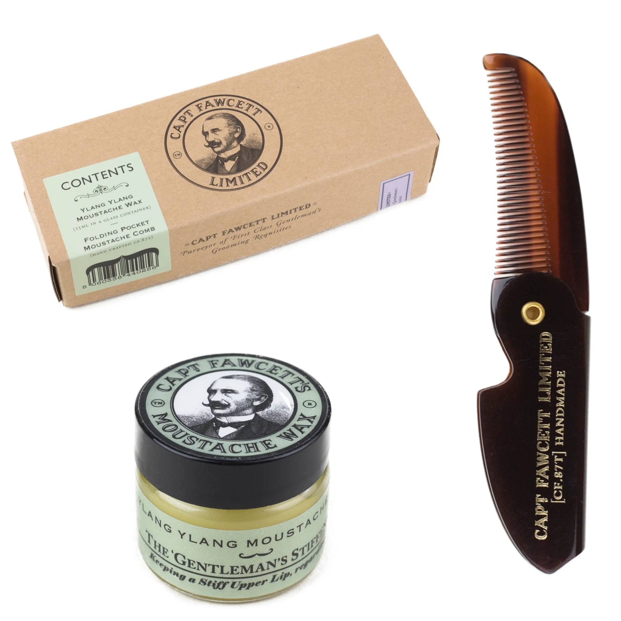 Captain Fawcett - Set De Regalo Ylang Ylang Peine Plegable Y Cera Para Barba